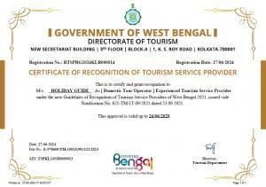 Holiday Guide West Bengal Government Directorate of Tourism Certificate